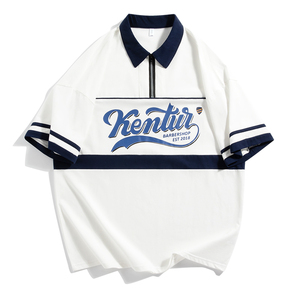 美式polo衫男短袖夏季潮牌休闲翻领t恤男高级感青年半袖上衣服,什么穿搭衣服才好看图片