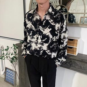 花衬衫男长袖高级感韩版潮流ins痞帅高级感小众复古衬衣C1213P40图片