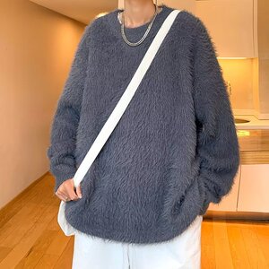 M85P65时尚流行套头潮秋季针织衫2024新款男长袖圆领休闲潮流纯色图片