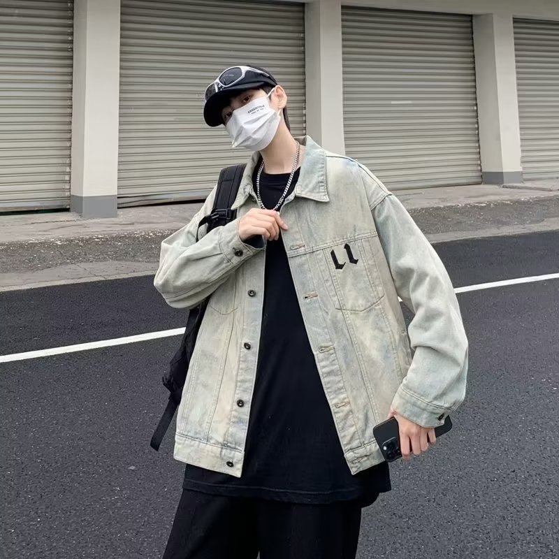 8586P65水洗黄泥牛仔外套男春秋美式复古hiphop西海岸十字架工装,男装夹克,星座218-1（原230）