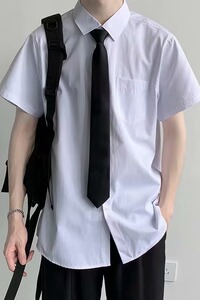 C02P30DK制服短袖衬衫套装男韩版潮流休闲百搭领带衬衣搭配西裤图片