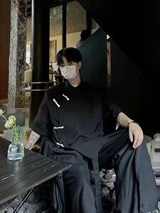 t066P35百搭标准潮流夏季方领新款男时尚短袖潮原宿衬衫慵懒青春图片