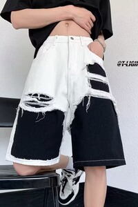 2024设计感短裤男潮牌日系5分休闲裤美式复五分裤子男生新D43P45图片