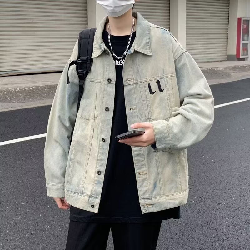 8586P65水洗黄泥牛仔外套男春秋美式复古hiphop西海岸十字架工装,男装夹克,星座218-1（原230）