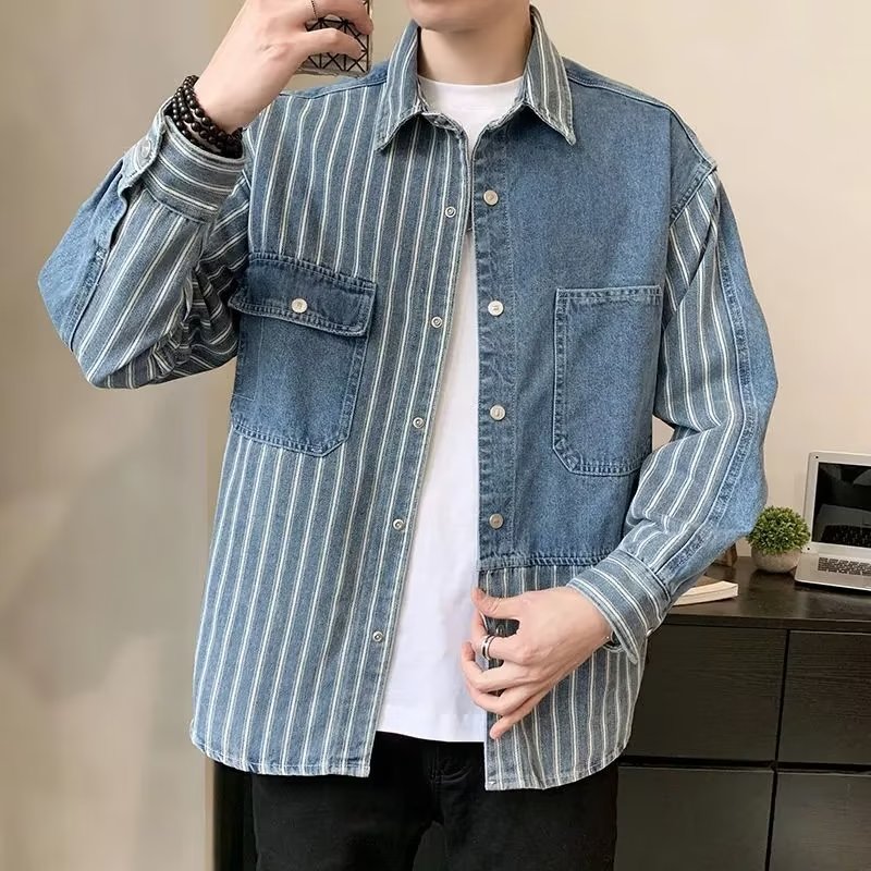 N30P70长袖方领文艺百搭青春流行时尚衬衫简约男夏季新款潮流标准,男装衬衫,星座218-1（原230）