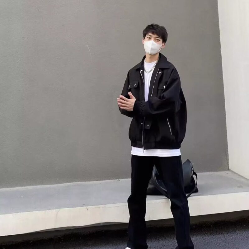 J124P70美式潮牌翻领工装飞行员夹克男女高街宽松休闲棒球服外套,男装夹克,星座218-1（原230）