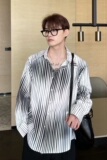 C630P35韩版条纹长袖衬衫男宽松渐变撞色翻领痞帅休闲潮流中性设，男装衬衫，星座218-1（原230）