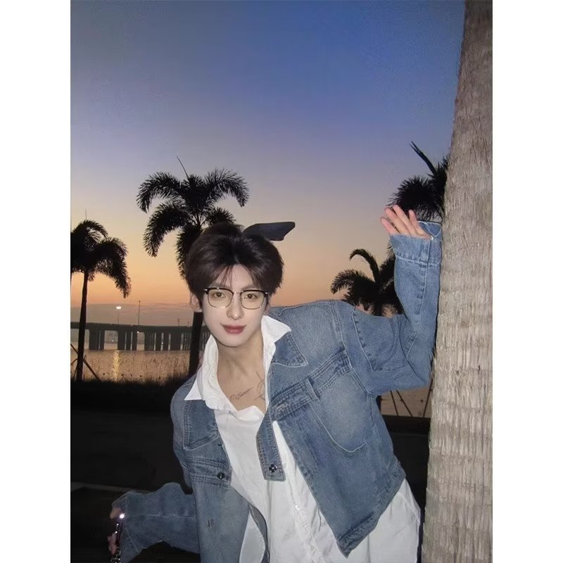 Jk016P85秋冬季短款牛仔外套男女潮牌修身翻领设计感个性时尚炸街,男装夹克,星座218-1（原230）