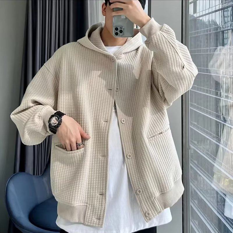W12P55连帽开衫卫衣外套男春秋季2024新款宽松休闲重磅上衣服潮牌图片