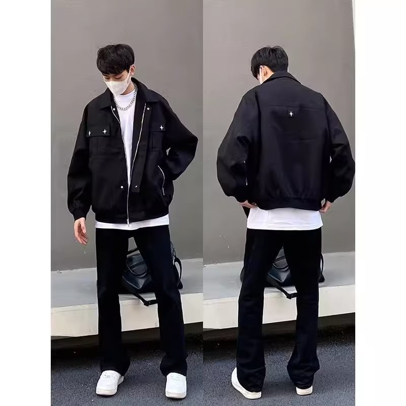 J124P70美式潮牌翻领工装飞行员夹克男女高街宽松休闲棒球服外套,男装夹克,星座218-1（原230）