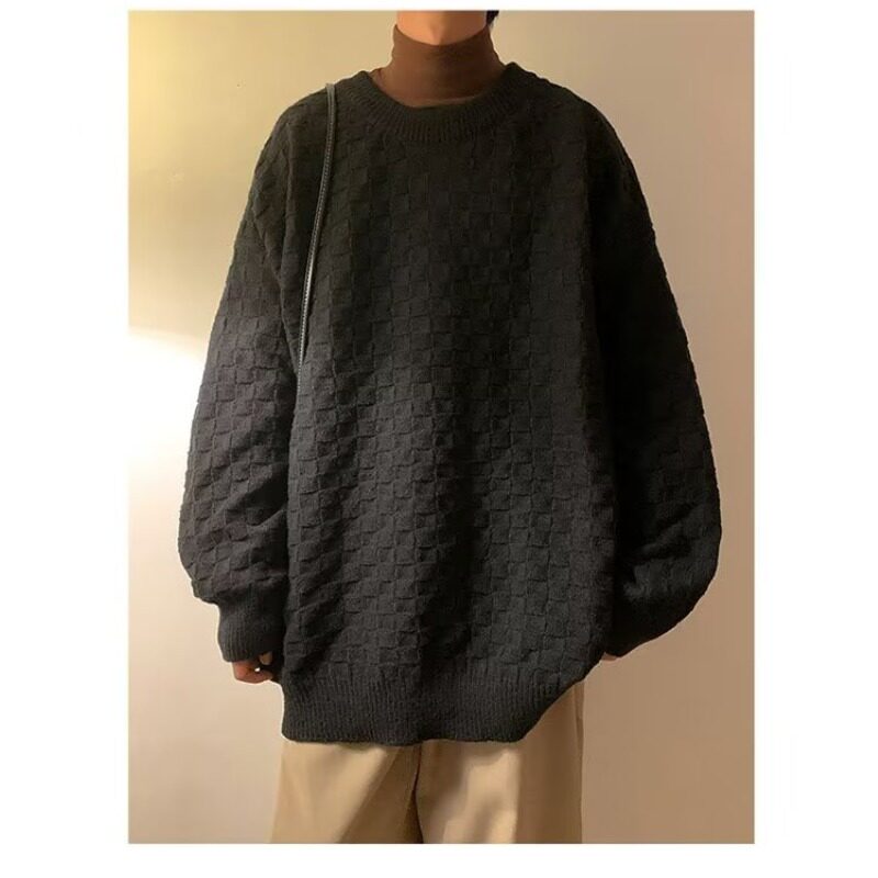 日系慵懒风圆领毛线衣男百搭软糯风针织衫古着vintage套头卫衣秋,男装针织衫/毛衣,星座218-1（原230）