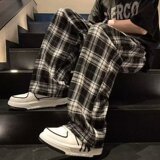 美式复古格子裤子男款春秋季直筒宽松潮牌阔腿休闲长裤男KB004P40，男装休闲裤，星座218-1（原230）