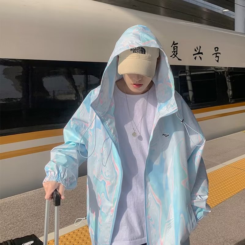 JK0875扎染防晒衣外套男潮牌ins港风休闲夏季超薄透气宽松情侣连,男装夹克,星座218-1（原230）