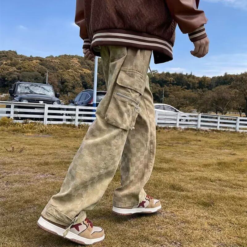 D117P50中高腰宽松型纯色长裤男夏季时尚潮牌潮休闲裤工装裤青春图片