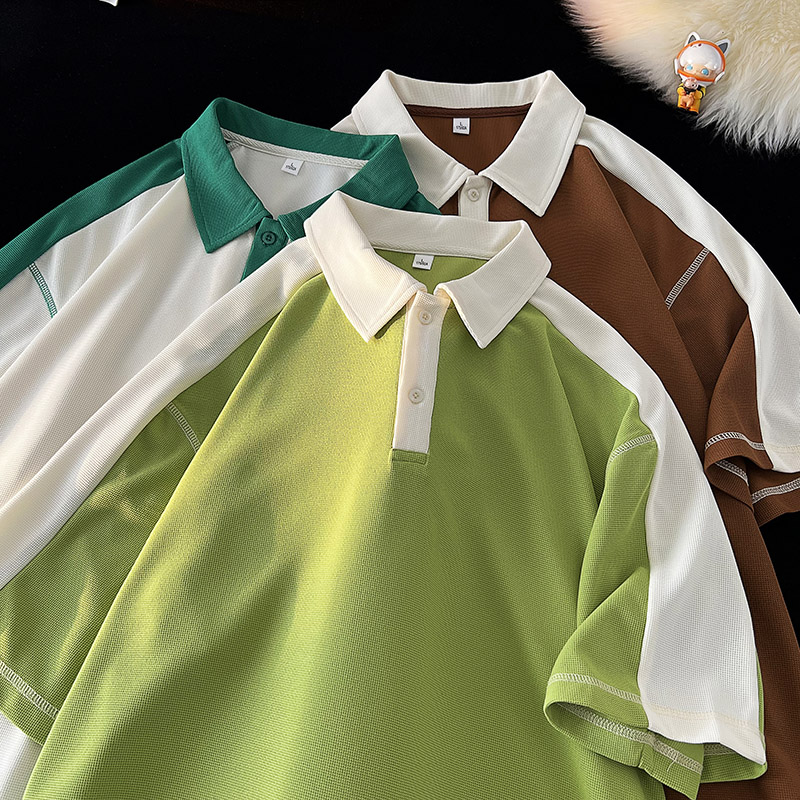 2024夏季新款短袖t恤男士翻领百搭polo衫纯棉修身休闲衣服图片