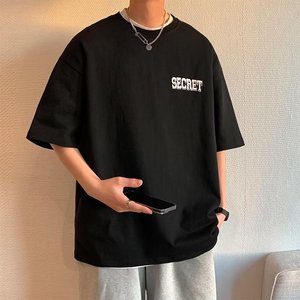 r星短袖t恤男欧美潮牌潮流300g重磅美式高街oversize7七分袖夏季图片