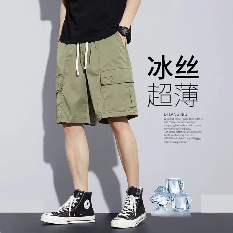 A716P35短裤男夏季街头工装中裤宽松薄款休闲直筒五分裤图片