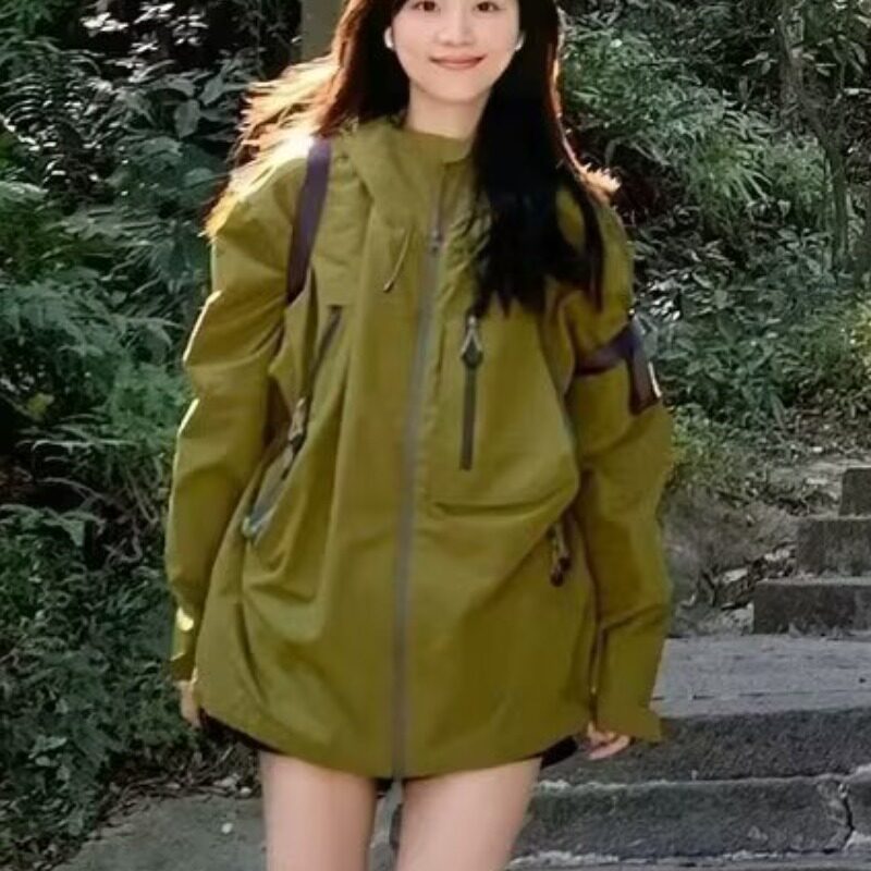 WT50P90山系户外日系宽松风衣女2024新款潮流简约连帽防晒衣,女装风衣,星座218-1（原230）