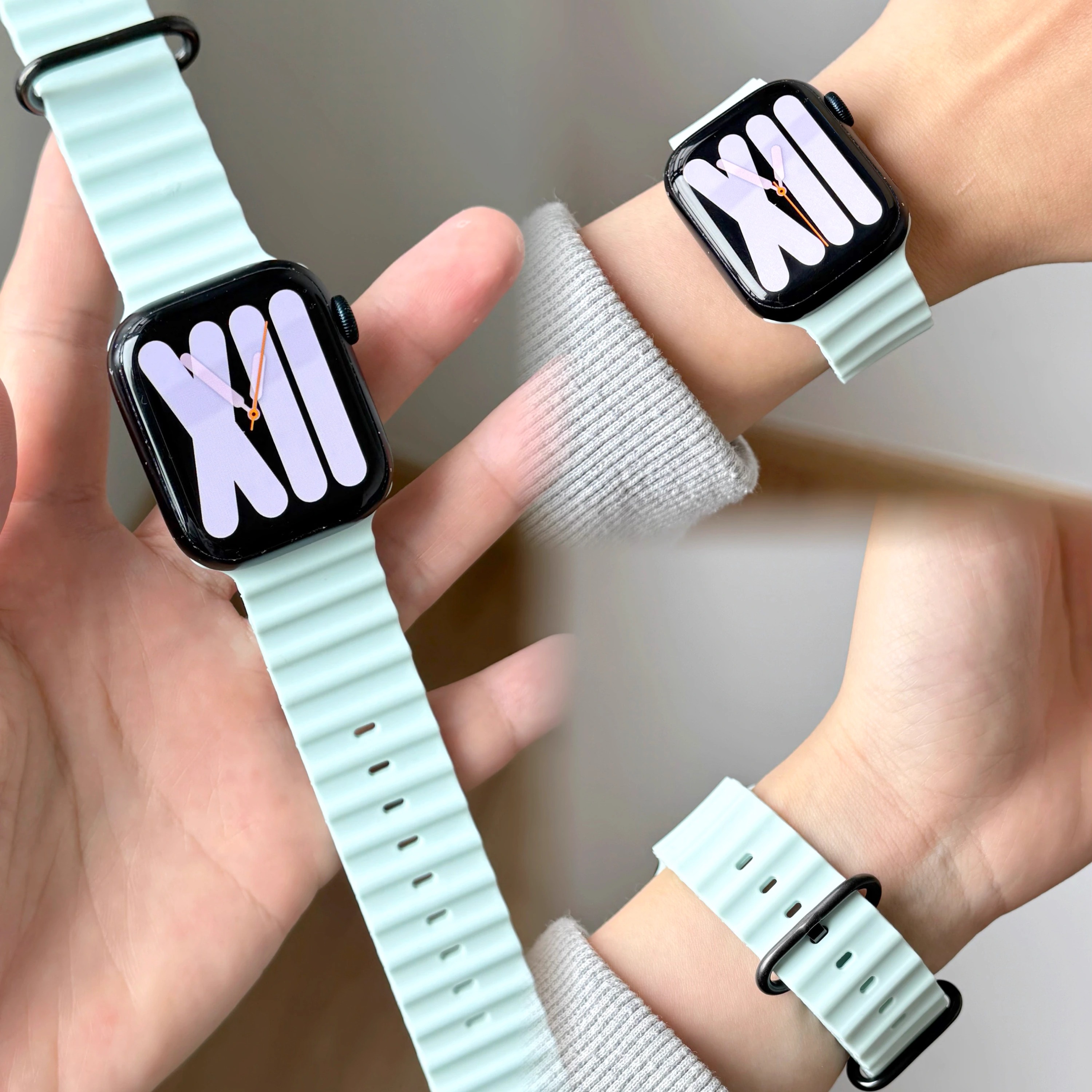 简约海洋硅胶黑扣适用iWatch表带