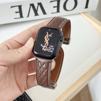 菱形小香皮质磁吸适用iwatch表带