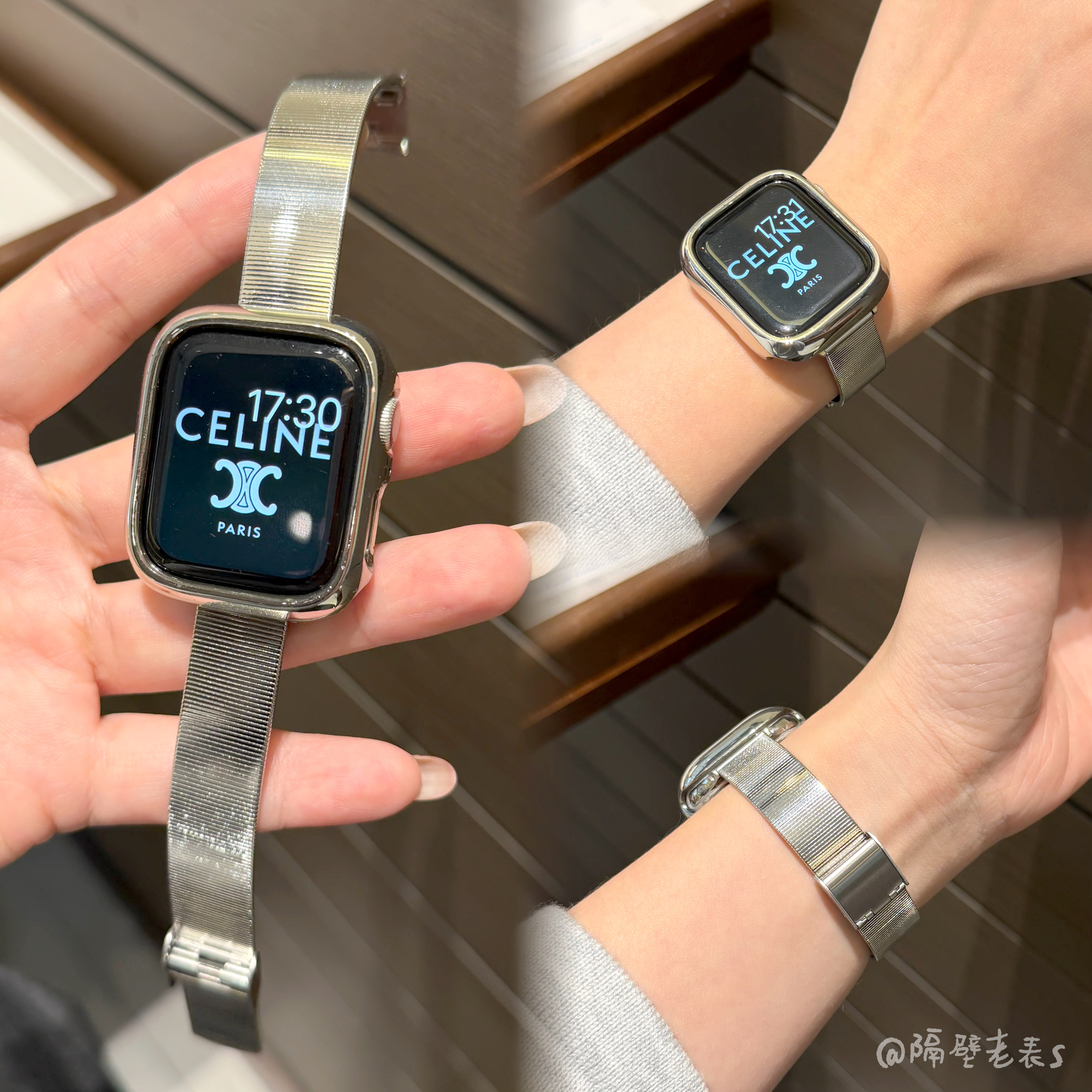 适用苹果手表带apple watch11细亮面不锈钢金属表带10代SE398奢华