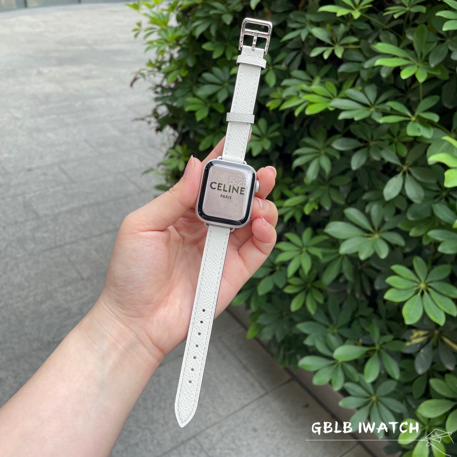 小牛皮荔枝纹适用苹果手表表带6apple watch8SE5432iwatch7百搭细