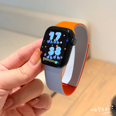 适用iwatch双色硅胶强力磁吸表带