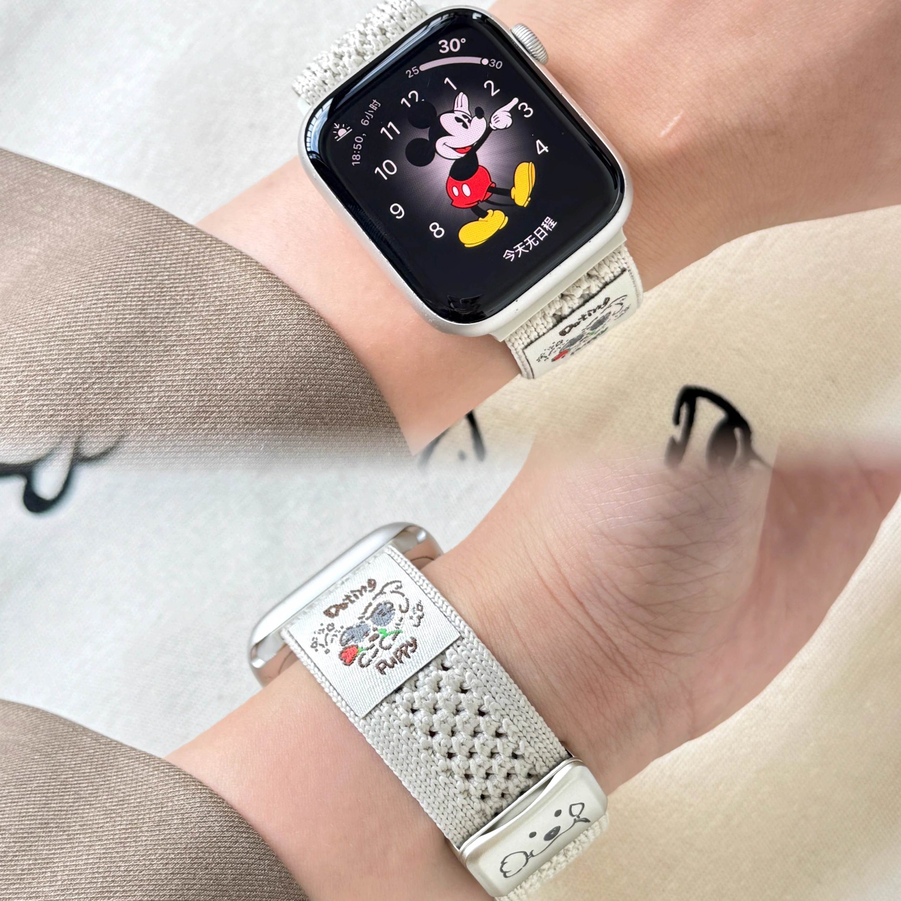 适用watch表带尼龙编织图案回环