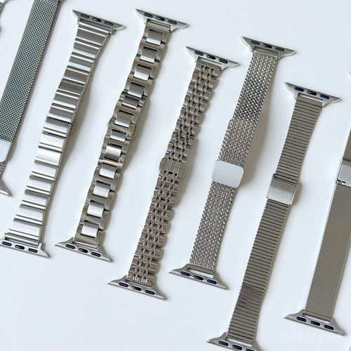 银色金属不锈钢透气iwatch11表带