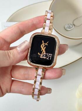 适用watchS11表带细款金属拼树脂