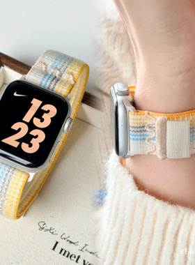 适用苹果手表表带S11柔软尼龙回环魔术贴apple watchSE3S1098舒适
