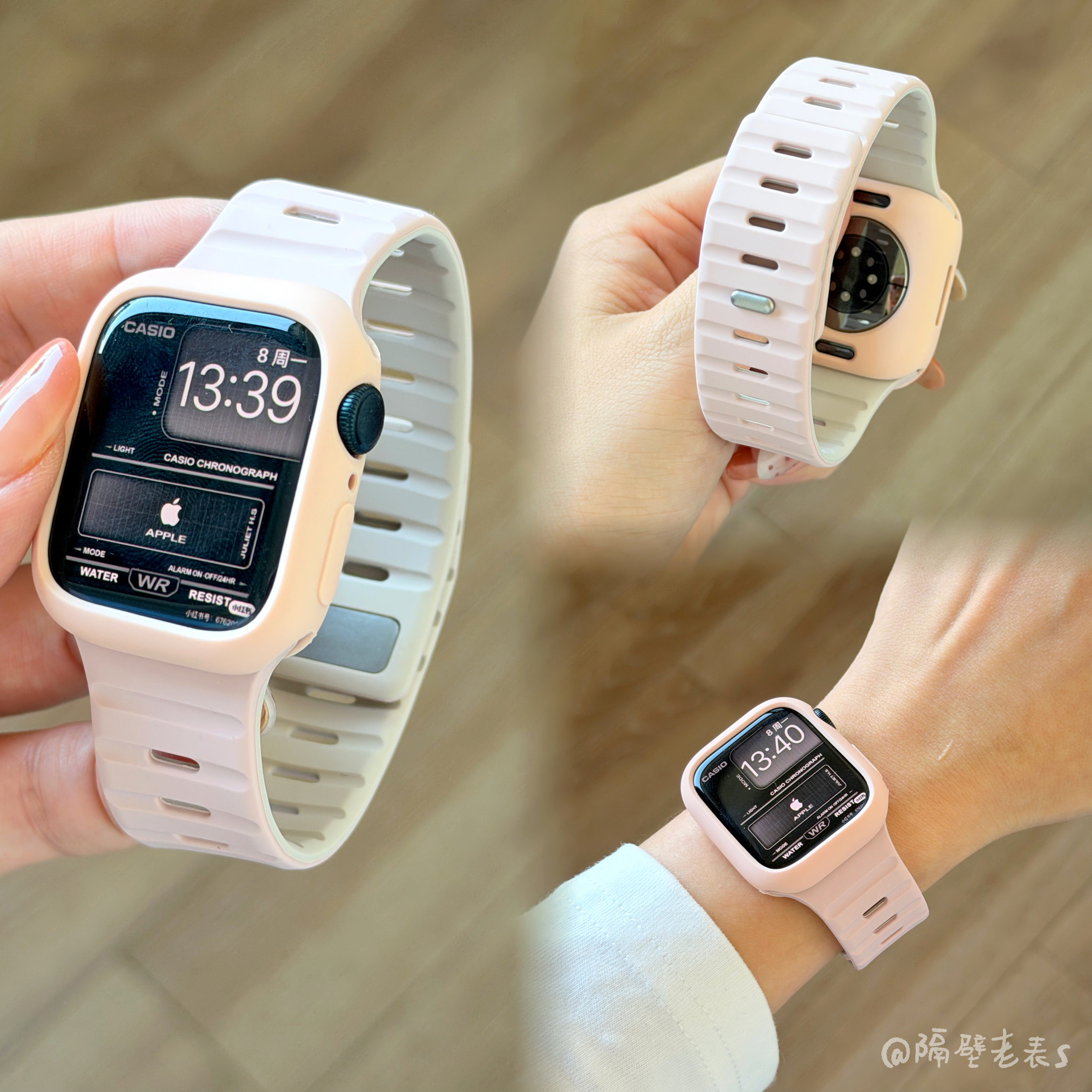 适用苹果手表带Applewatch11磁吸钉扣运动硅胶肤感iwatch10SE透气