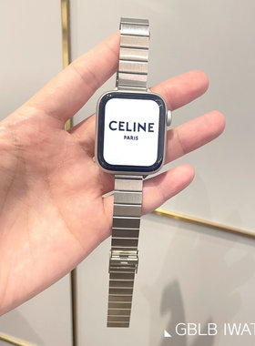 适用苹果手表7表带不锈钢apple watchS11细款金属钢带iwatch98SE5