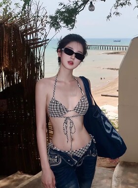 2025新款泳衣女高级感小胸聚拢比基尼性感三点式女士泡温泉泳装夏