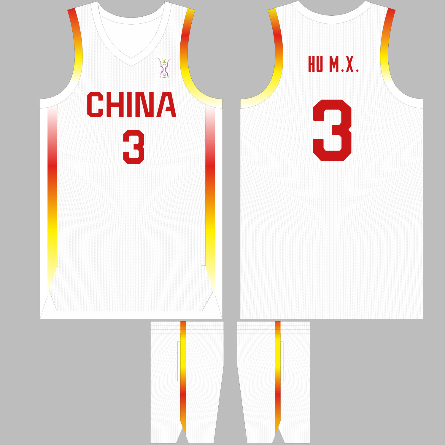 中国队篮球服胡明轩3号赵睿8号中国男篮比赛队服定制印号美式四分
