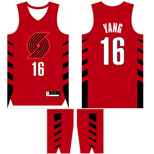 开拓者队杨瀚森16号球衣儿童成人同款定制美式比赛队服印号LOGO