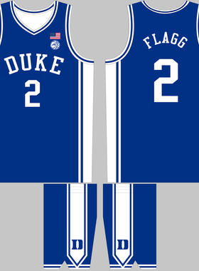 NCAA杜克大学球衣定制弗拉格2号魔仙哥0号球衣北美大学联赛篮球服