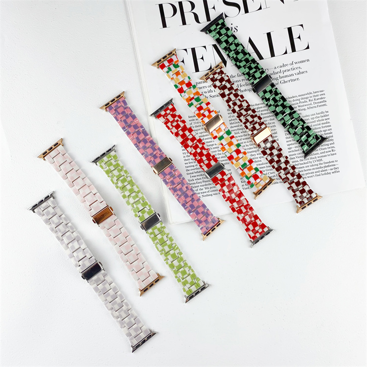 春夏新款树脂适用iwatch7苹果手表带applewatch6543代SE女生创意