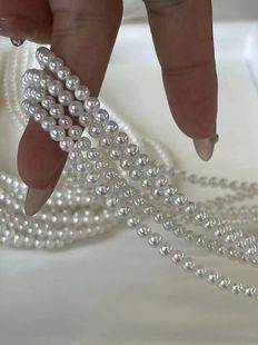 绝美！小灯泡镜面珠光淡水AKOYA小米珠项链颈链毛衣链