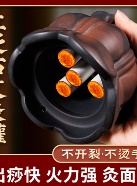 砭石火龙罐双层莲花口陶瓷艾灸罐美容院防烫家用温灸刮痧艾灸仪器