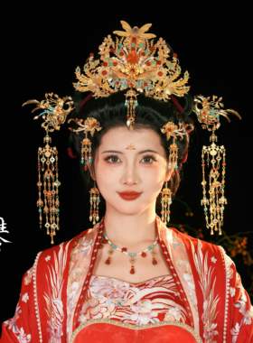 三生令【良缘2.0】凤冠唐风汉服婚礼金色原创古风婚嫁新娘头饰