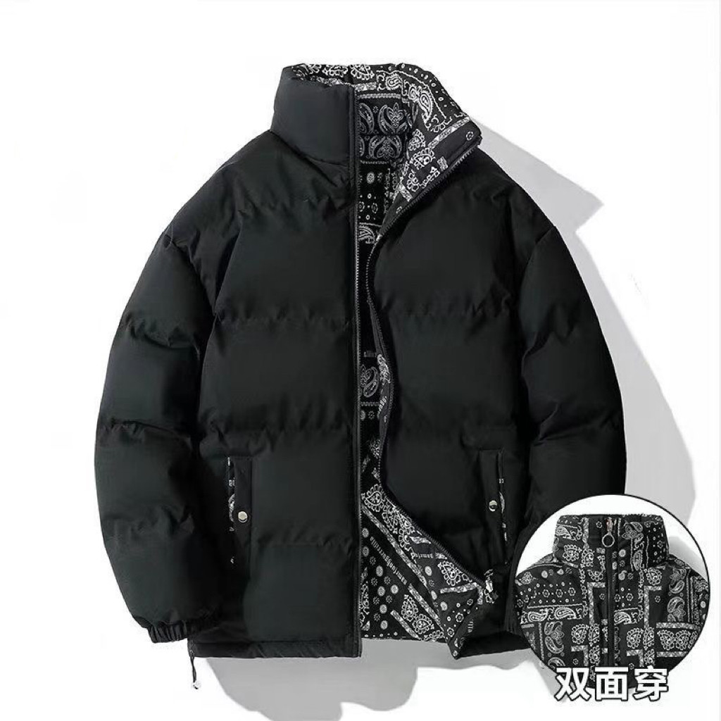 双面穿羽绒棉男士加厚保暖面包服