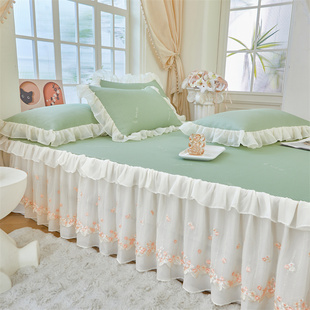 2025新款 冰岛赋能凉豆豆床裙夏被凉席四件套 A类冰感法式