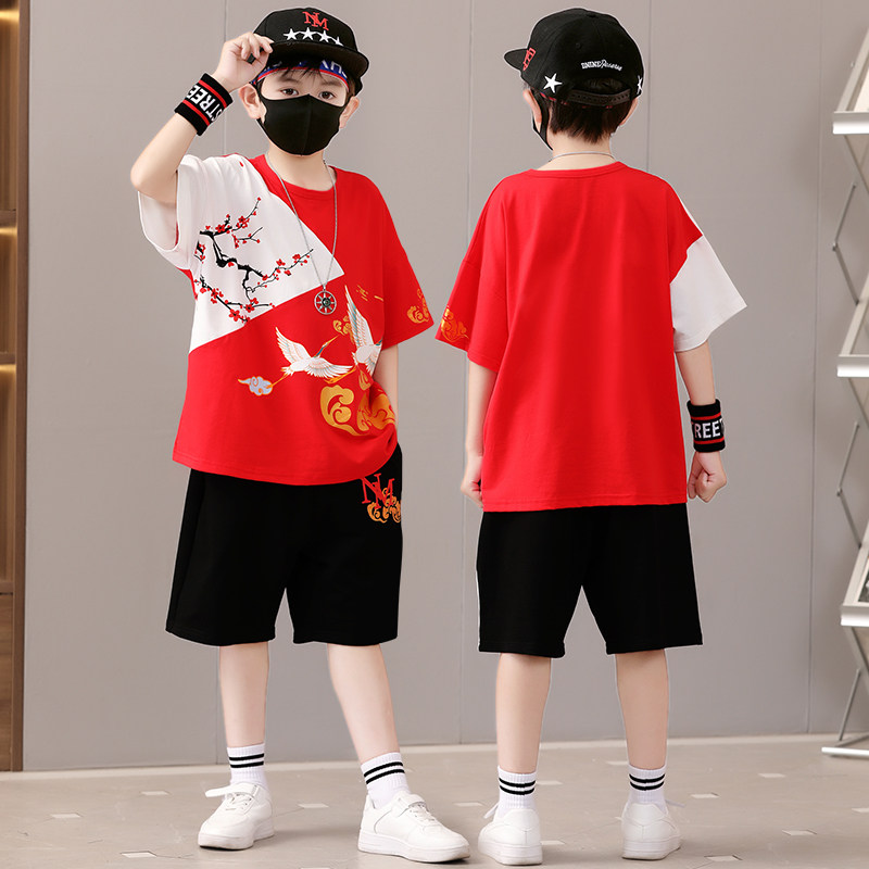 中国古风汉服男童夏季短袖套装图片
