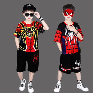 5夏季 6新款 男童短袖 潮7运动速干8 9岁小男孩衣服酷 套装 蜘蛛侠童装