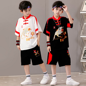 短袖 套装 t恤纯棉中国风潮酷中大童男孩帅气民族衣服 唐装 男童夏季