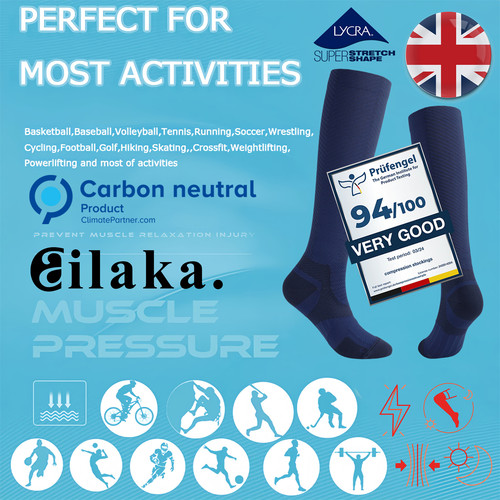 Ailaka英国专业运动压缩袜压力袜男女马拉松跑步袜越野长筒袜子