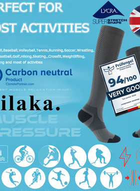 Ailaka英国专业运动压缩袜压力袜男女马拉松跑步袜越野长筒袜子