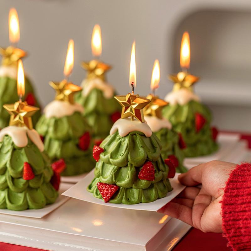 圣诞创意蛋糕烘焙五角星蜡烛配件