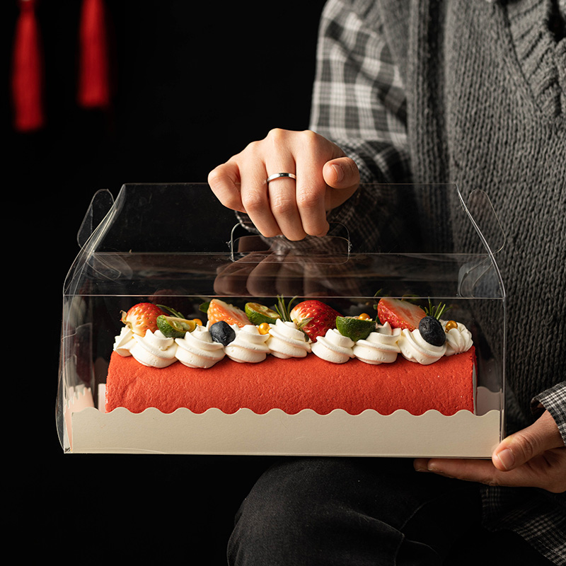 新年蛋糕卷包装盒网红长条手提